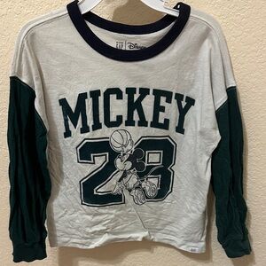 3/20$ Disney Mickey 28 Kids Long Sleeve Tee - Dark Green and White